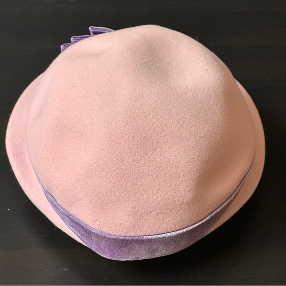 Hats by Louis Felt Cloche Hat Pink Purple Velvet Bow Rhinestone Buckle main image 10